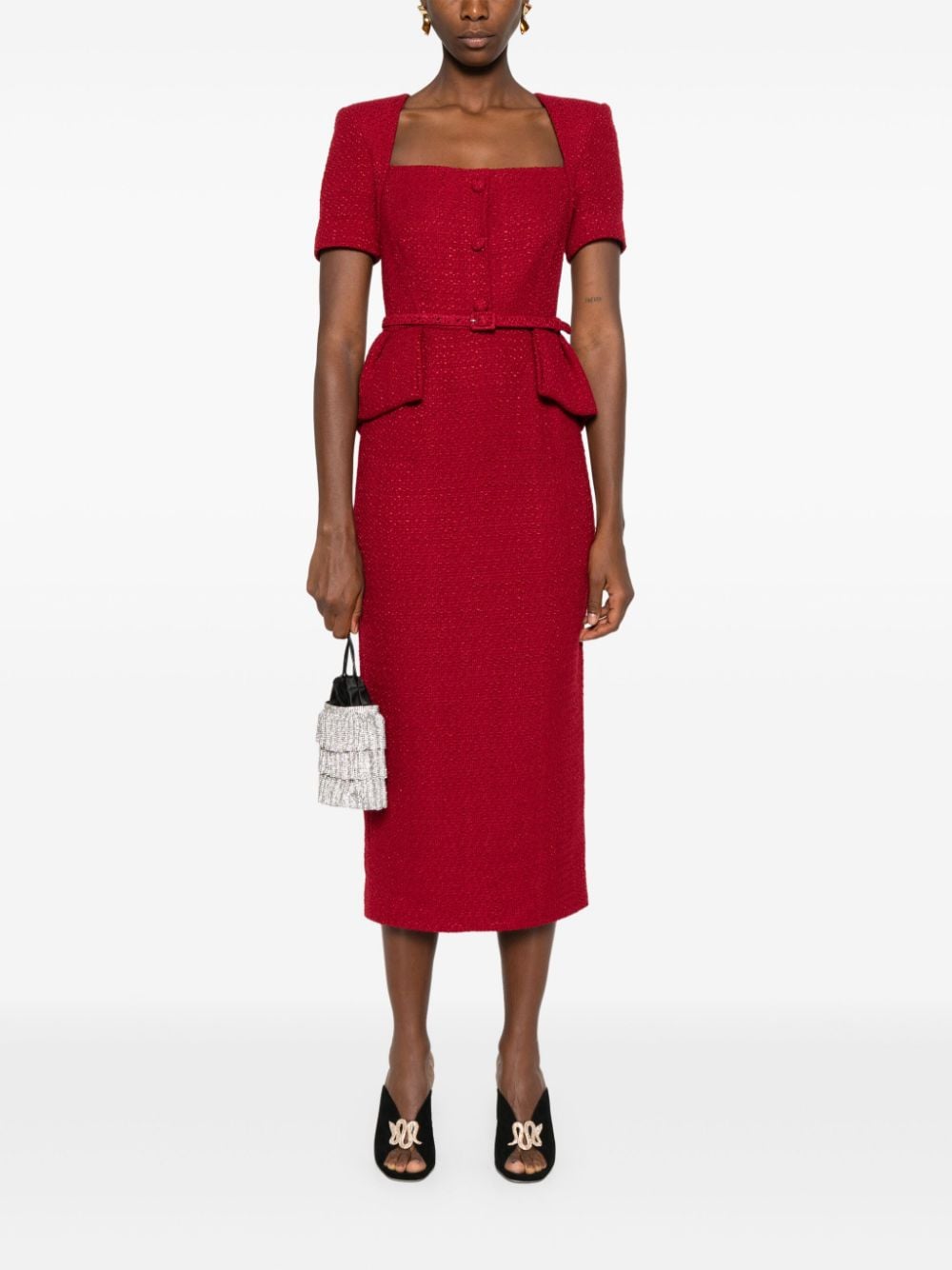 Roland Mouret Bouclé mini-jurk - Rood