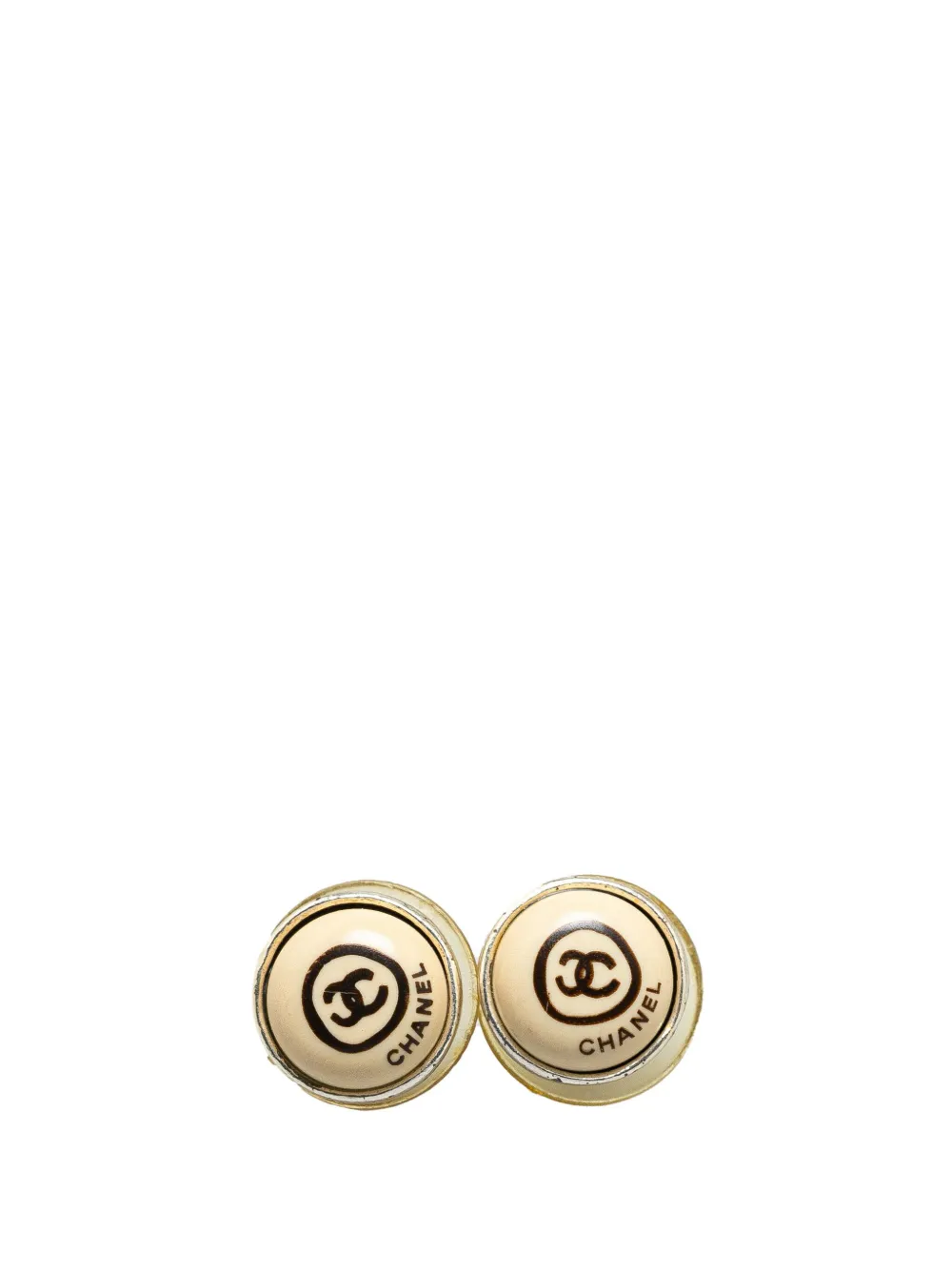 CHANEL Pre-Owned 2000 Silver CC Logo Push Back costume earrings