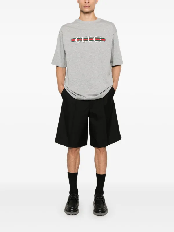 Tシャツ・カットソー GUCCI T-SHIRTS GREY - WHITE Gucci T Shirt Grey Mens Gucci