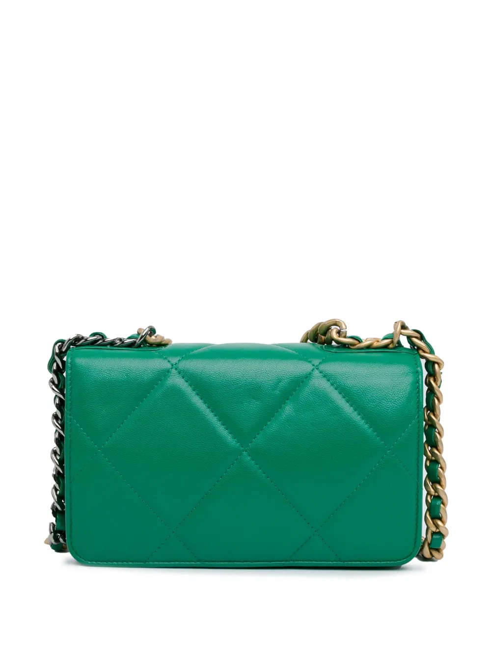 CHANEL Pre-Owned 2020 Quilted Lambskin 19 Wallet on Chain satchel - Groen