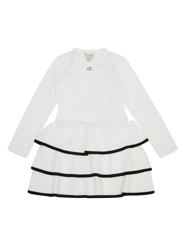 TWINSET Kids Tiered Peplum Hem Dress | White | FARFETCH