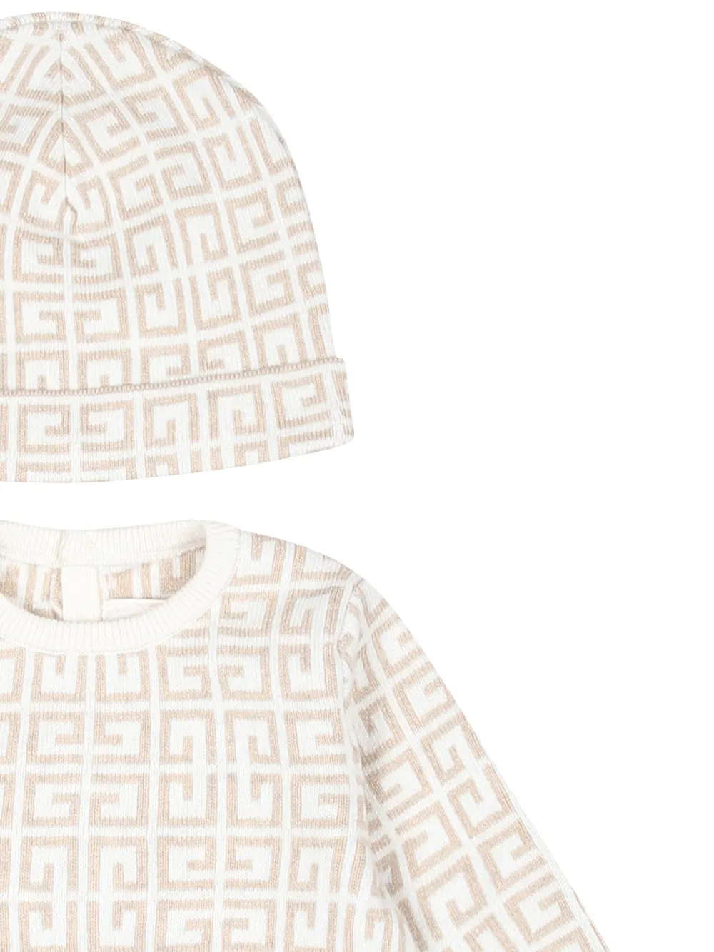 Givenchy Kids Romper en muts met 4G-patroon Beige