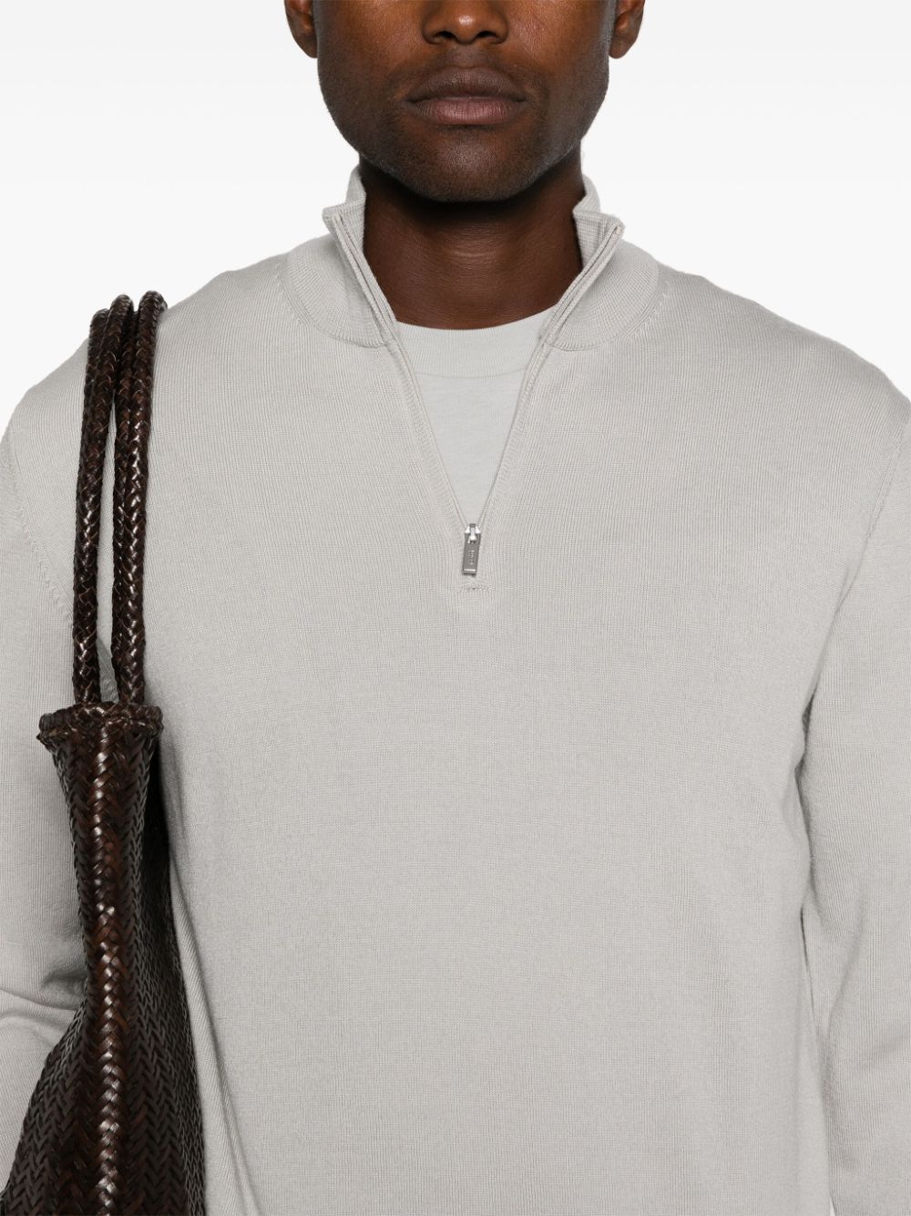 Shop Boggi Milano Half-zip Sweater In Grau