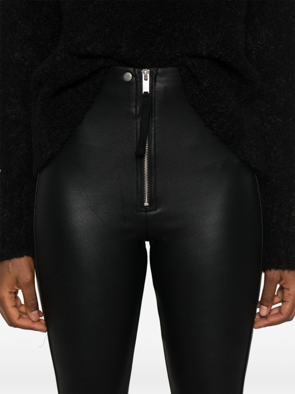 Shop Thom Krom Coated Leggings In 黑色