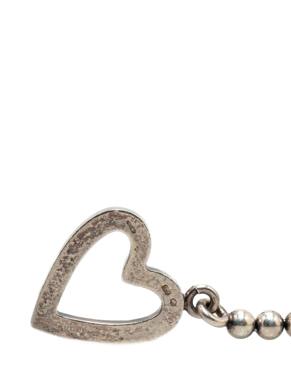 Gucci Pre-Owned 21st Century Sterling Silver Heart Toggle Bead Pendant costume necklace - Zilver