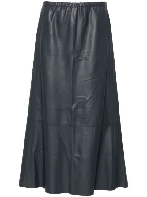 Vince gathered leather midi skirt