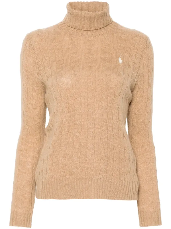 Polo Ralph Lauren Cable-knit Turtleneck Sweater in Brown