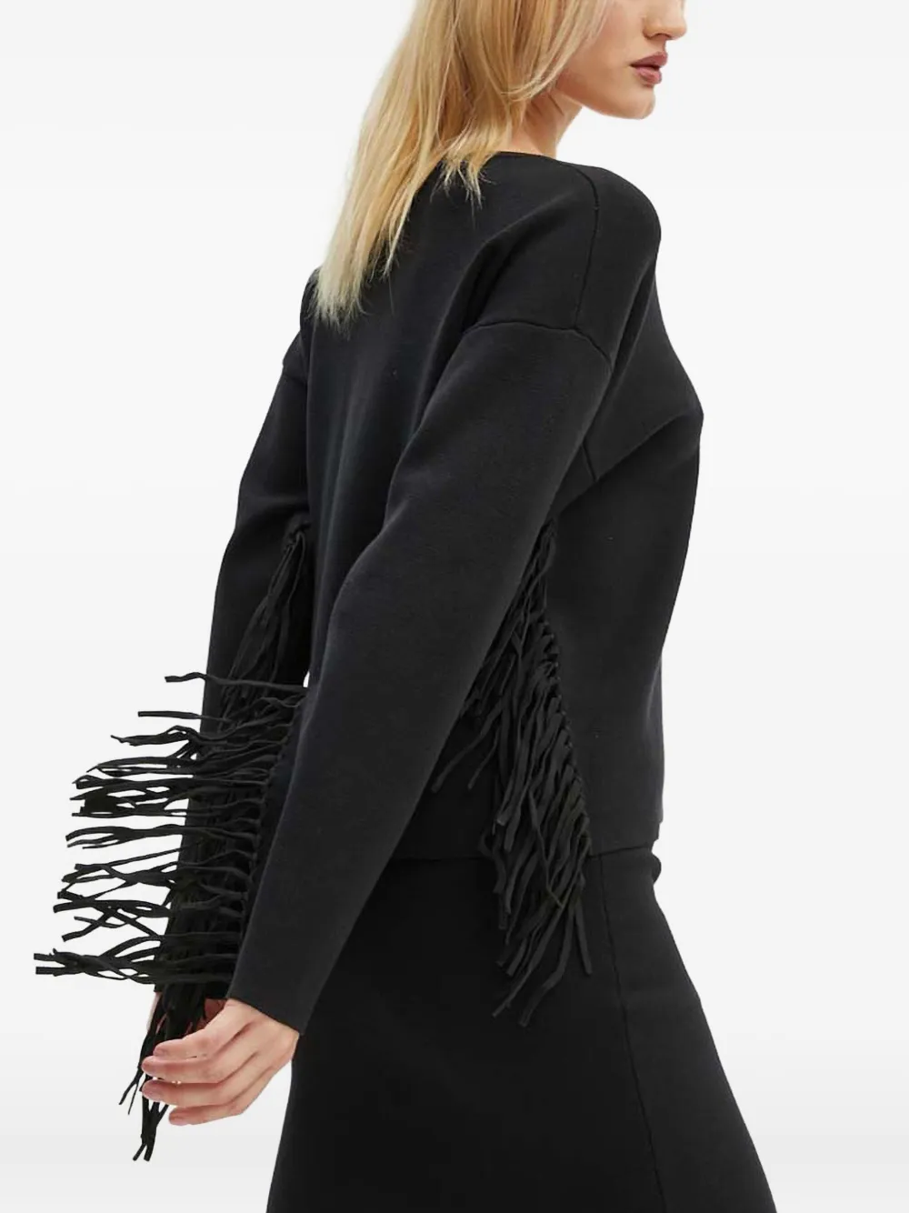 MUNTHE Sweater met franje detail Zwart