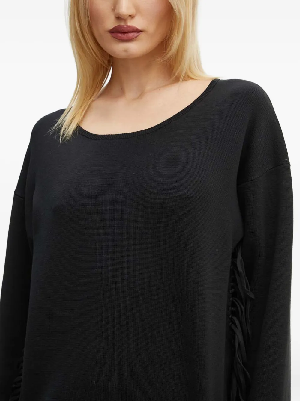 MUNTHE Sweater met franje detail Zwart