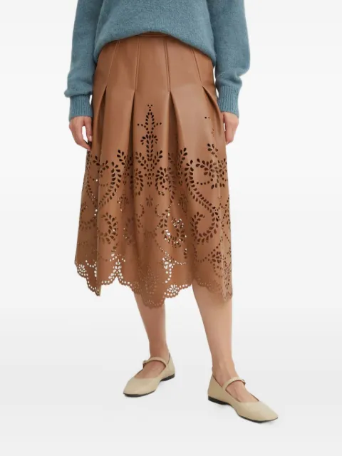 MUNTHE pleated laser-cut midi skirt