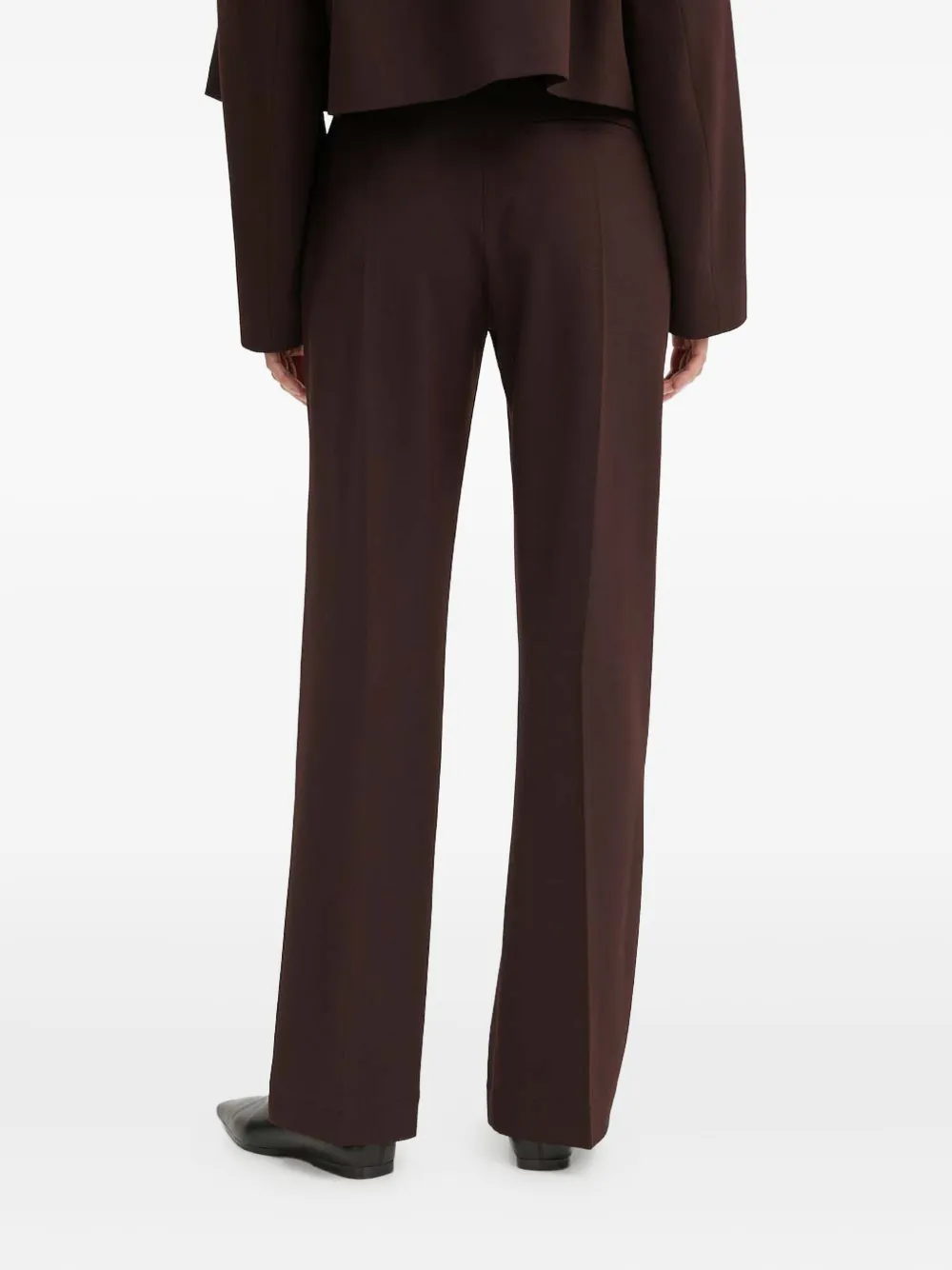 Aeron Pinstripe Ring-detail Trousers In Brown