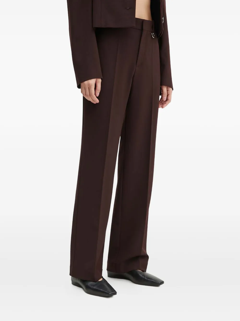 AERON pinstripe ring-detail trousers | Brown | Image 1