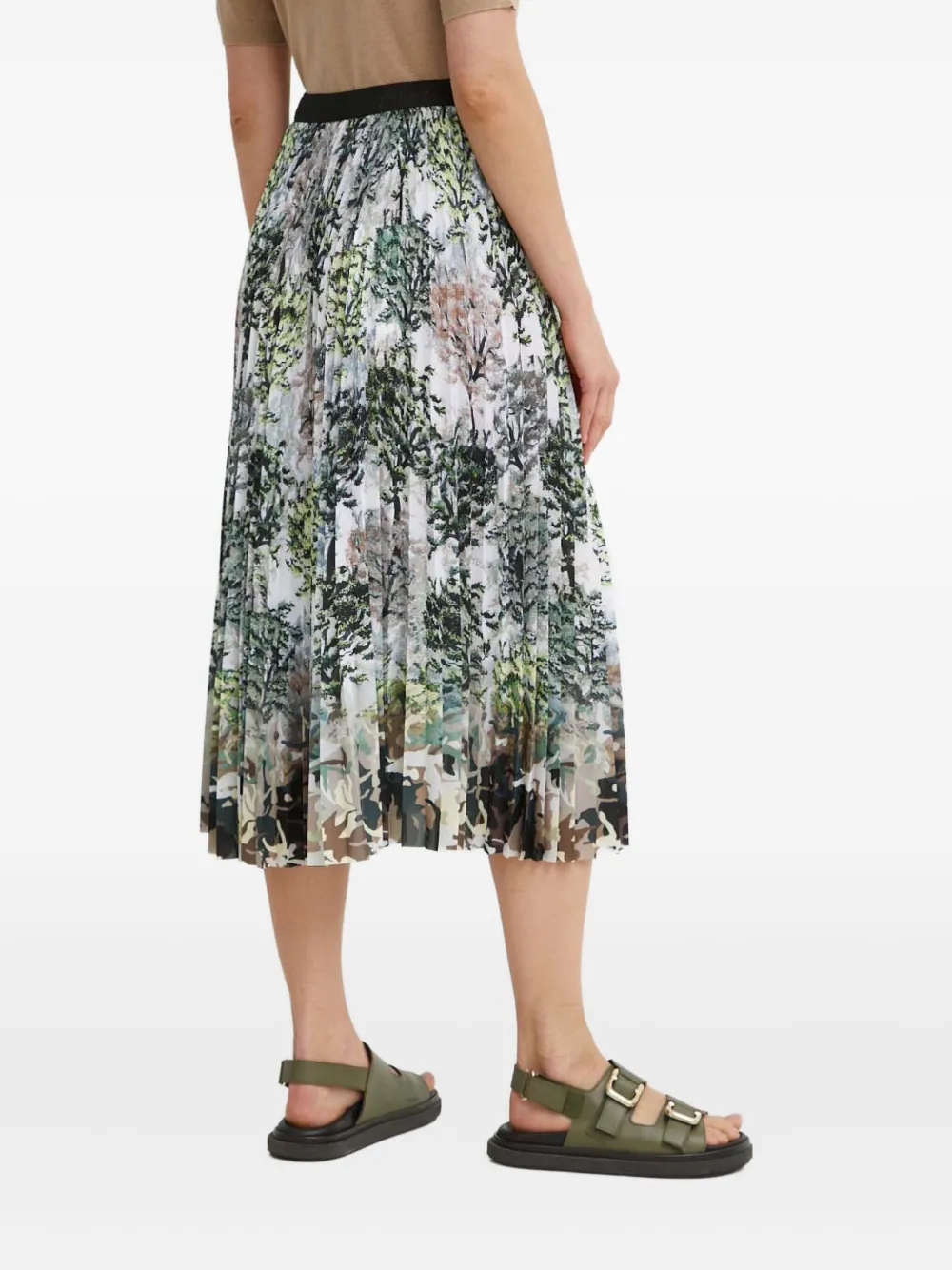 Munthe Pleated Tree-print Midi Skirt In Green