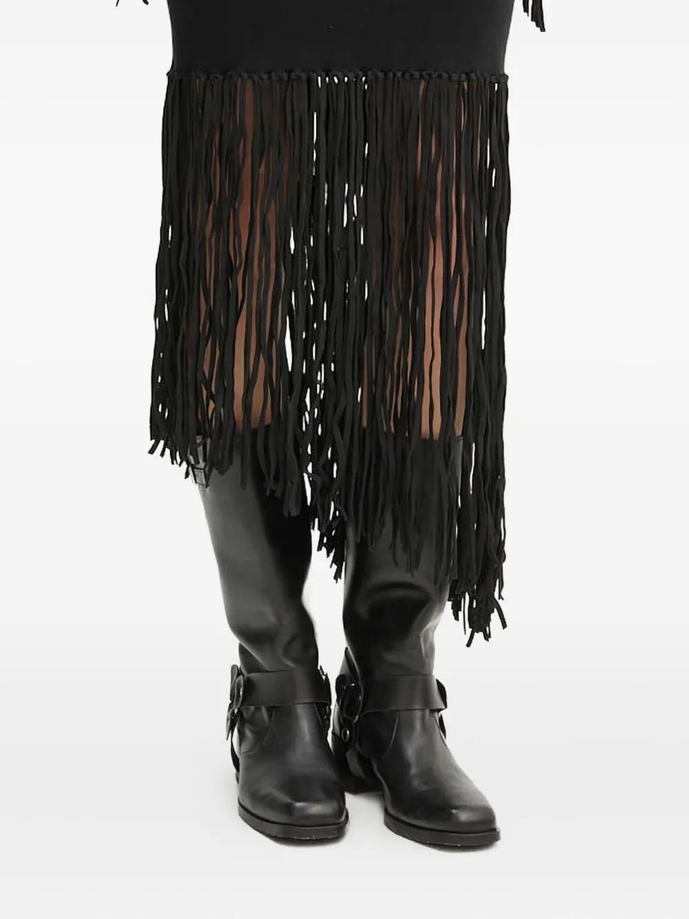 MUNTHE fringe-detail midi skirt - Nero