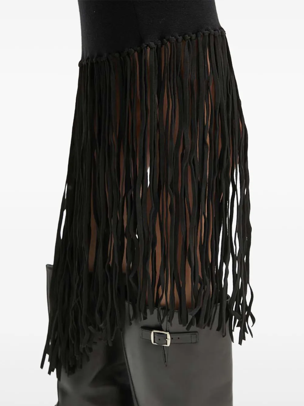 MUNTHE Midi-rok met franje Zwart