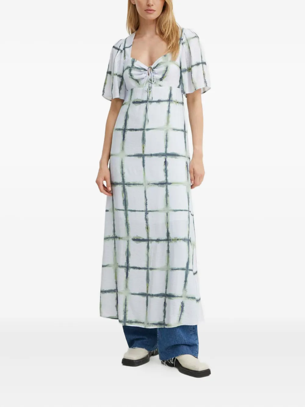 MUNTHE grid-print maxi dress | White | Image 1