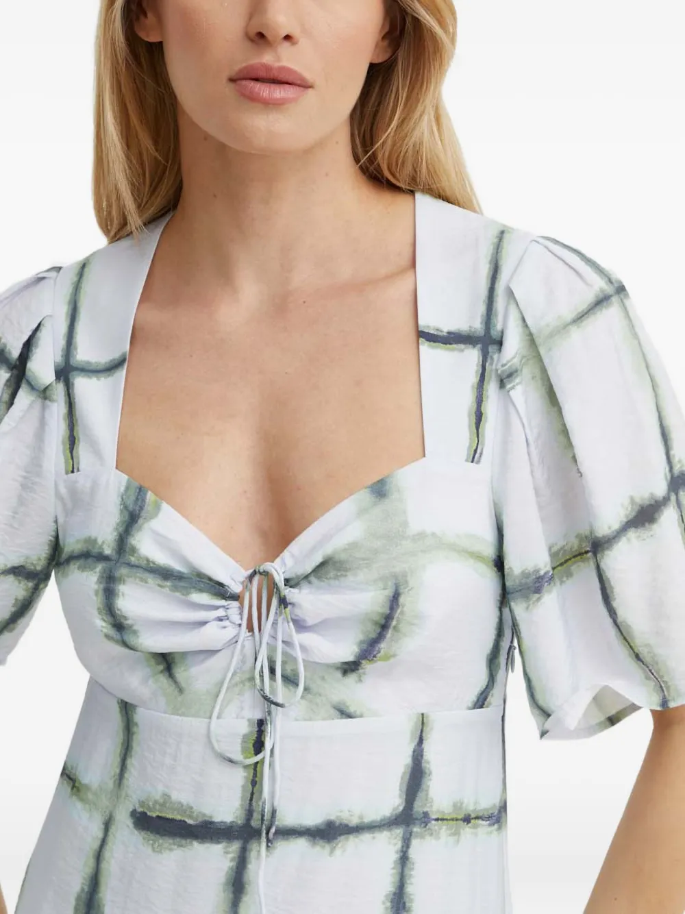 Munthe Grid-print Maxi Dress In White