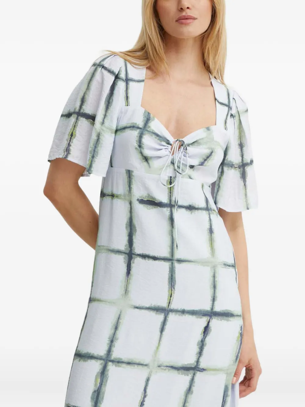 Munthe Grid-print Maxi Dress In White