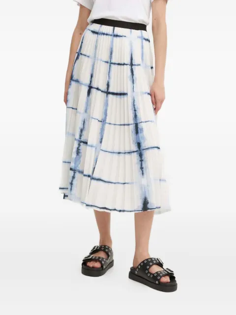 MUNTHE pleated grid-print midi skirt