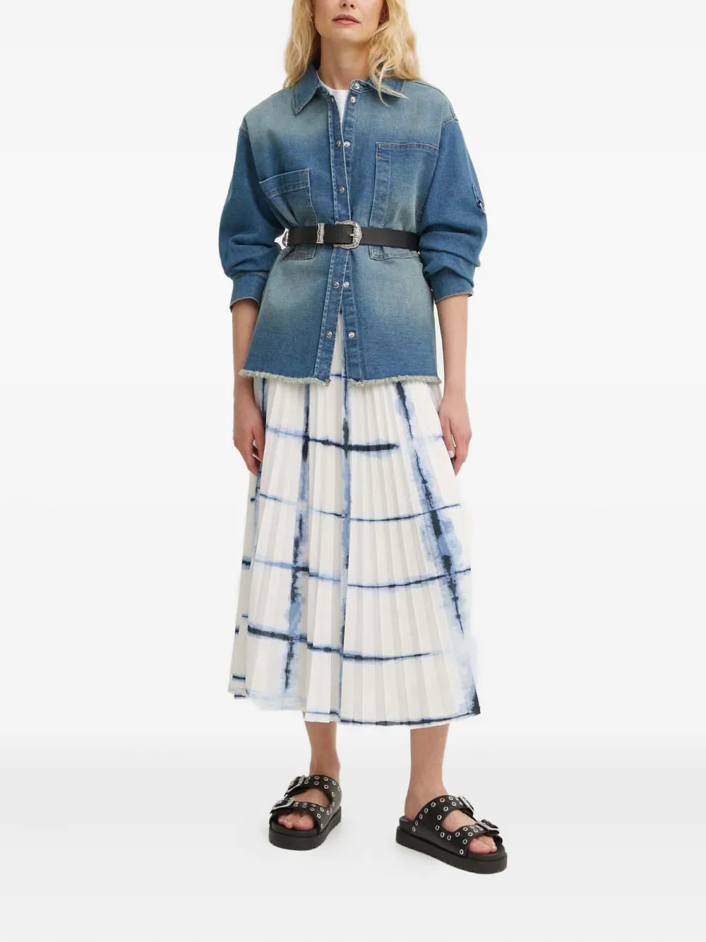 MUNTHE pleated grid-print midi skirt | Pleated Skirts | Image 2