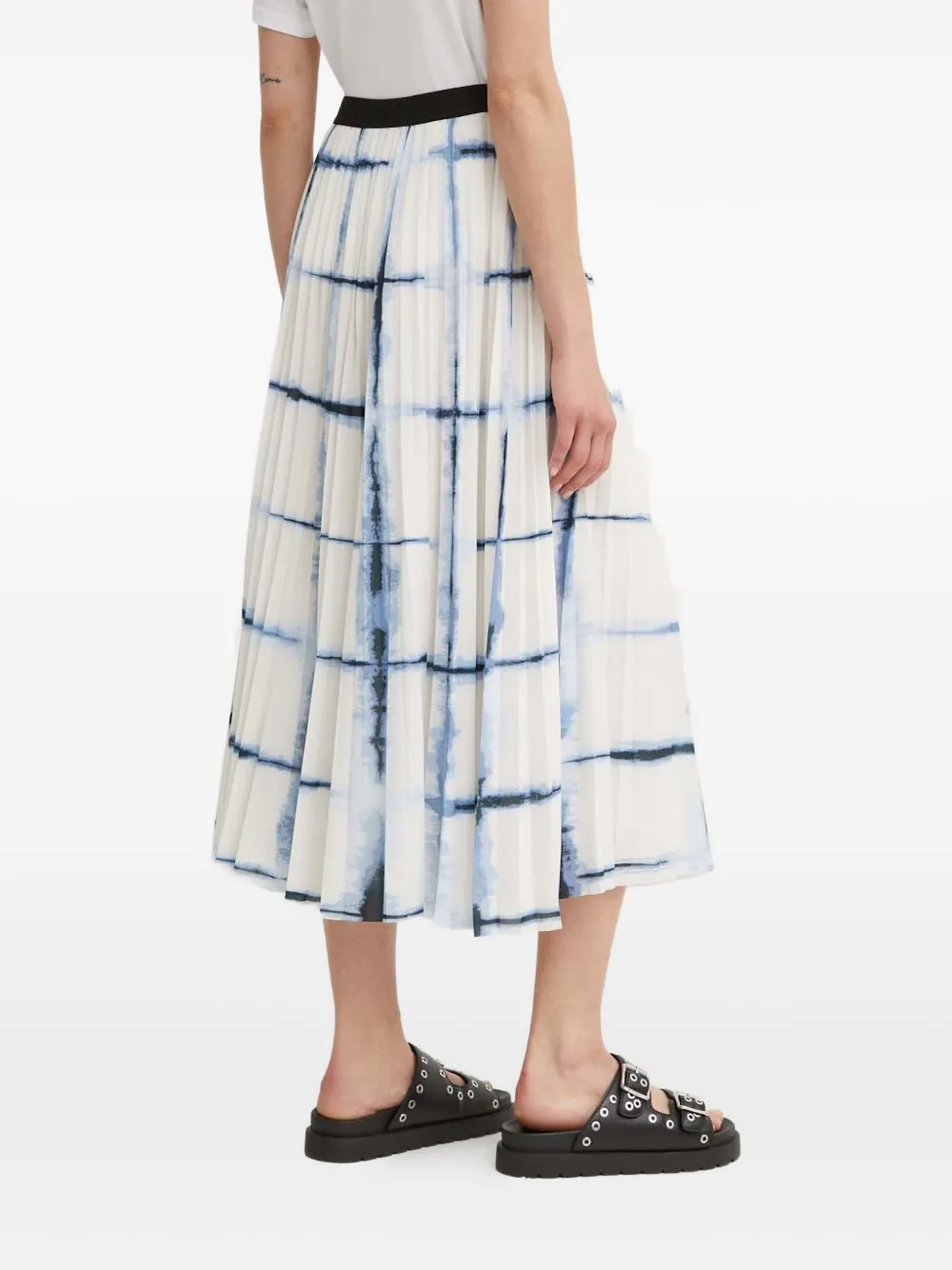 Munthe Pleated Grid-print Midi Skirt In Multi