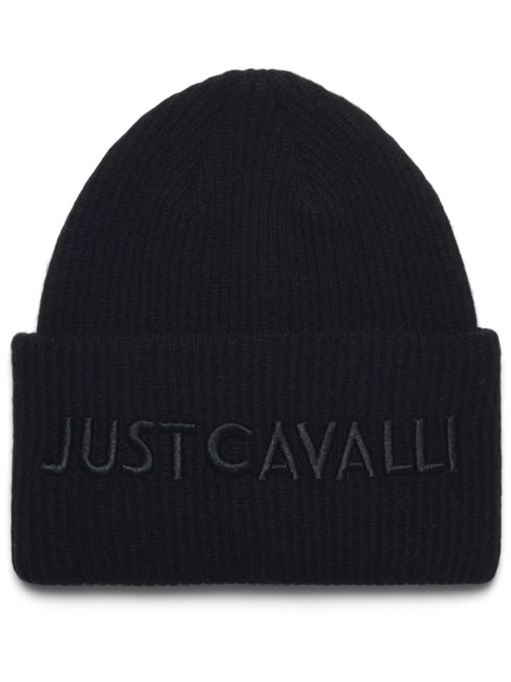 Just Cavalli Logo-embroidered Beanie Hat In Black