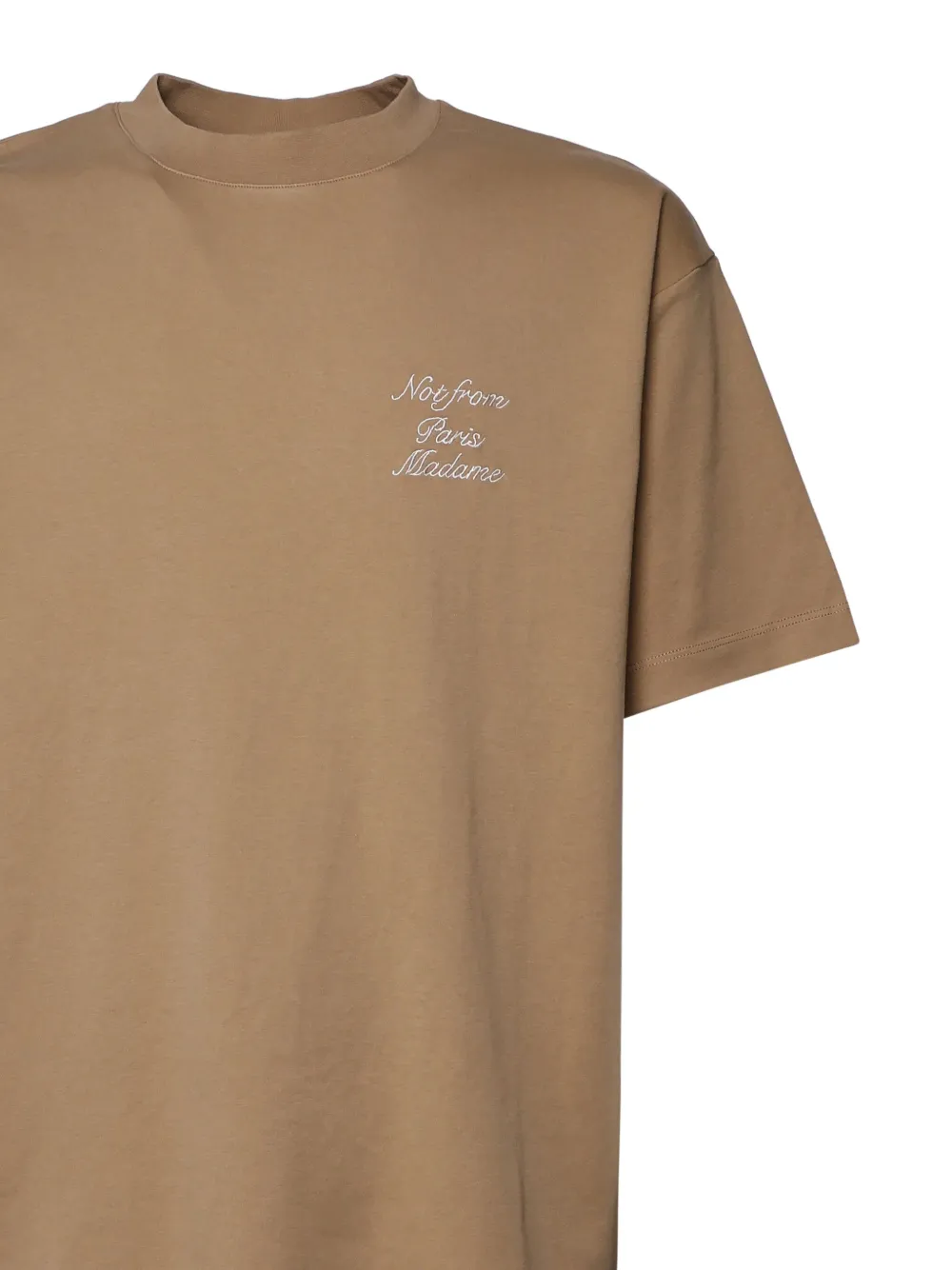 Drôle De Monsieur T-shirt met geborduurde tekst Bruin