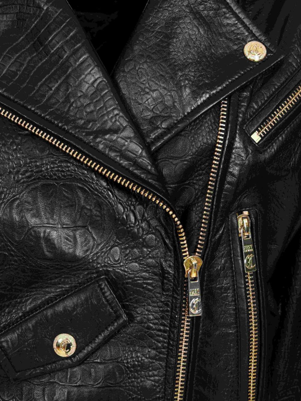 Just Cavalli Leren bikerjack Zwart