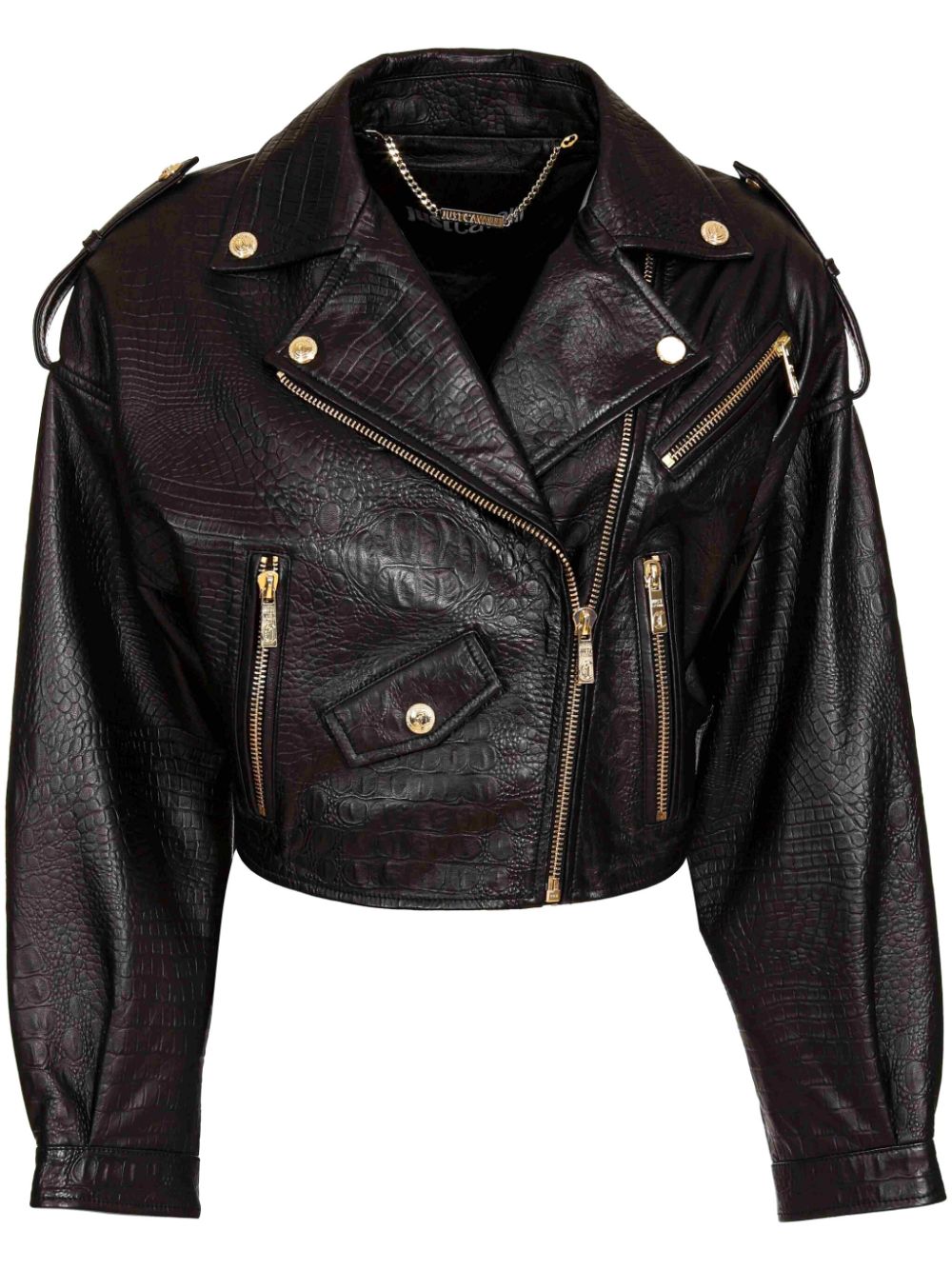 Just Cavalli Leren bikerjack Zwart