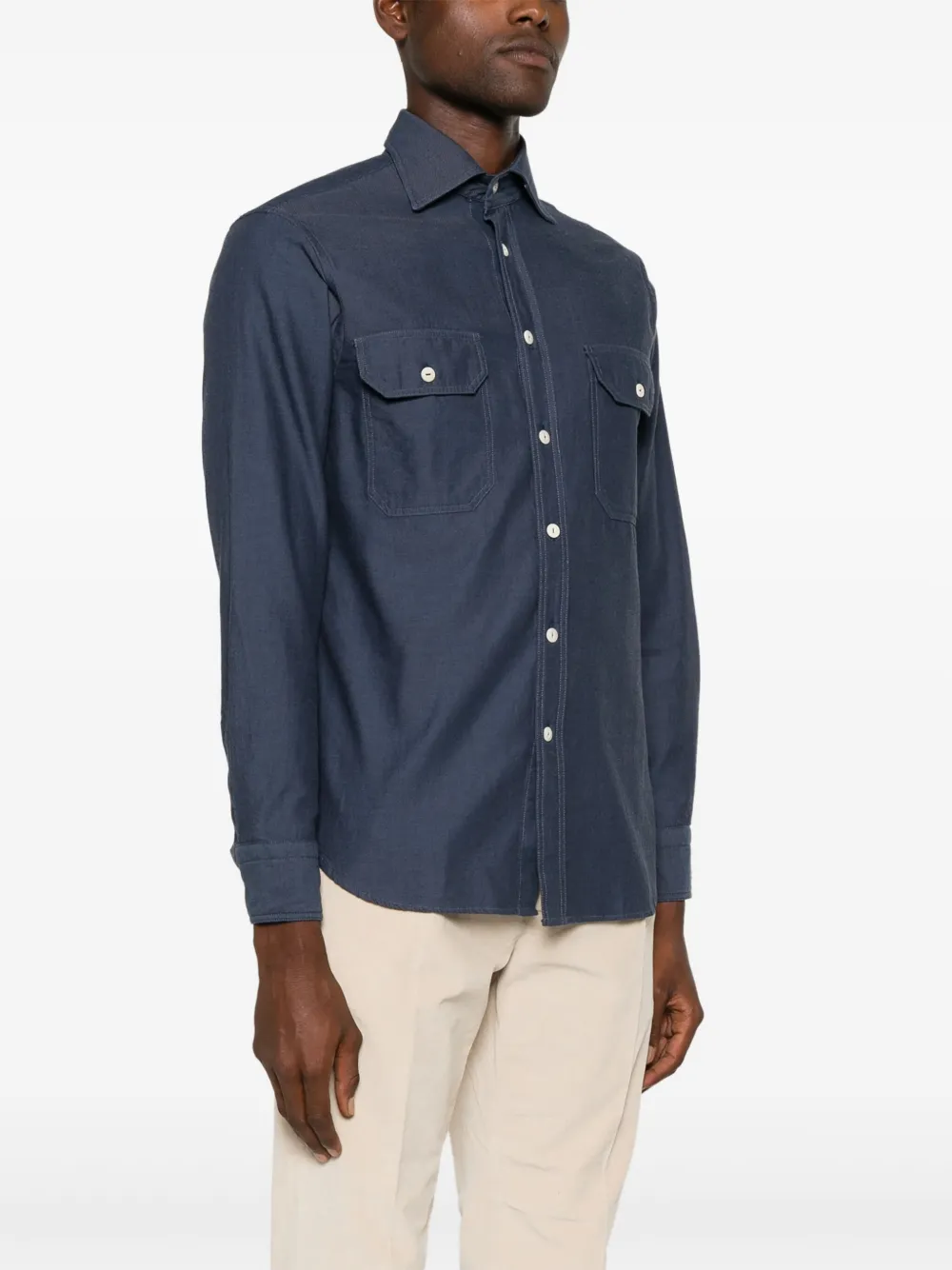 Doppiaa Aantero Cotton-poplin Shirt In Blue