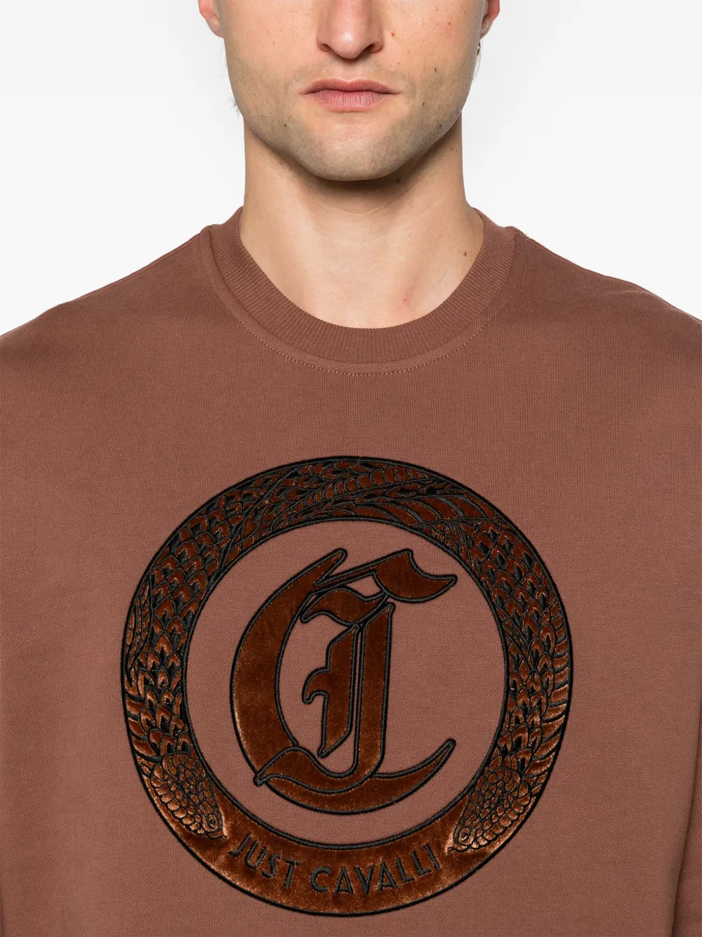 Just Cavalli Sweater met geborduurd logo Bruin