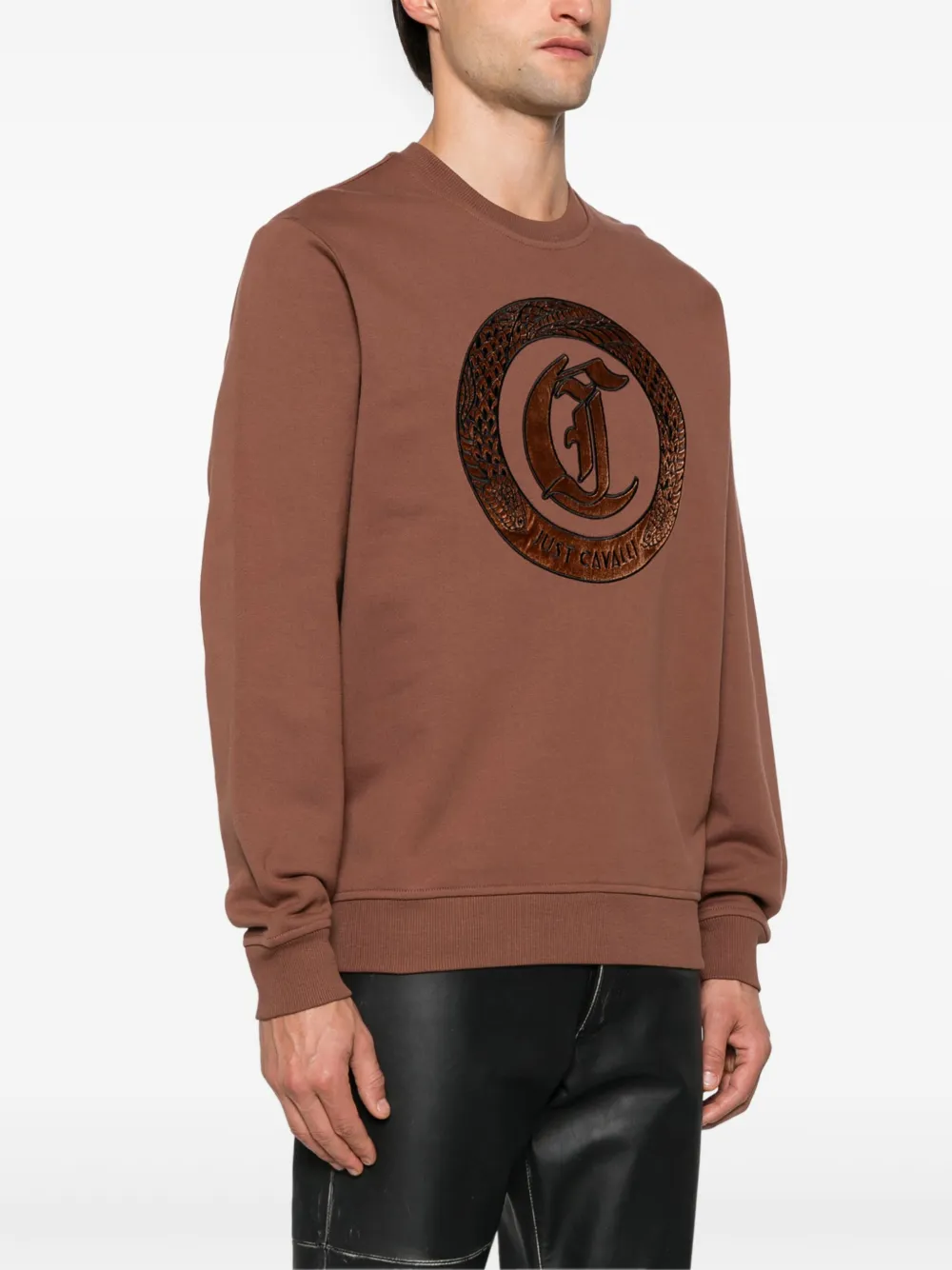 Just Cavalli Sweater met geborduurd logo Bruin