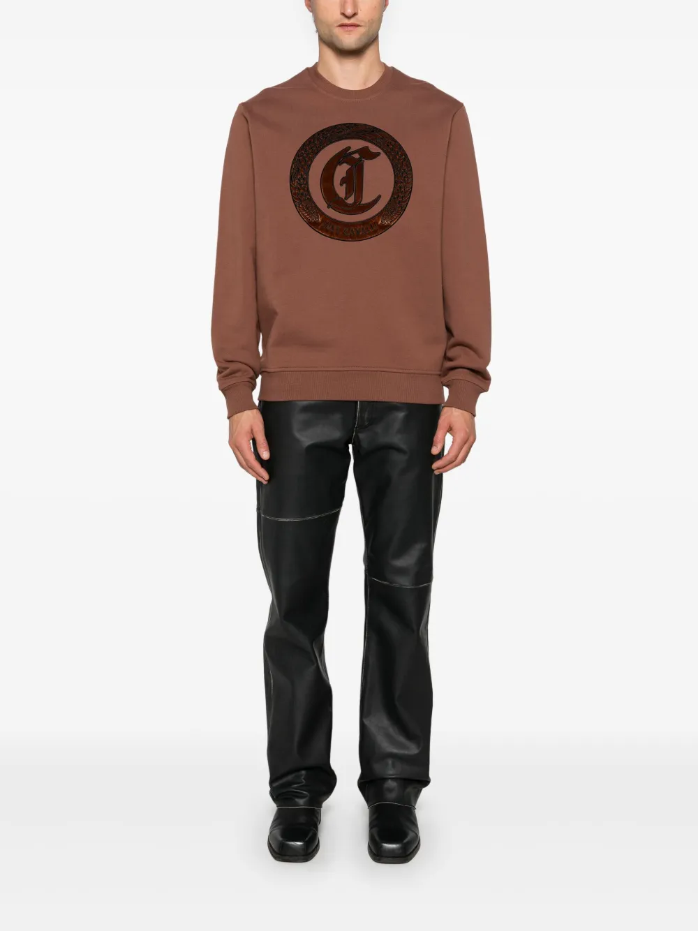 justcavalli Just Cavalli Sweater met geborduurd logo - Bruin