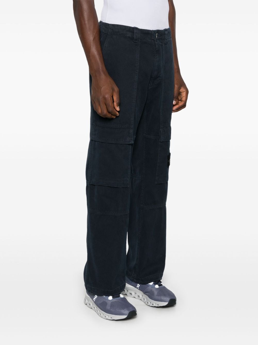 Shop Stone Island Canvas Cargo Pants In Blue