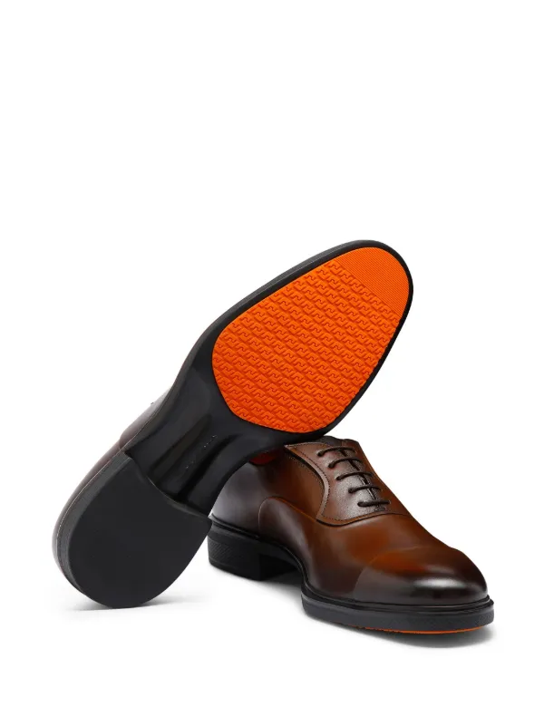 Santoni Easy Leather Oxford Shoes | Brown | FARFETCH