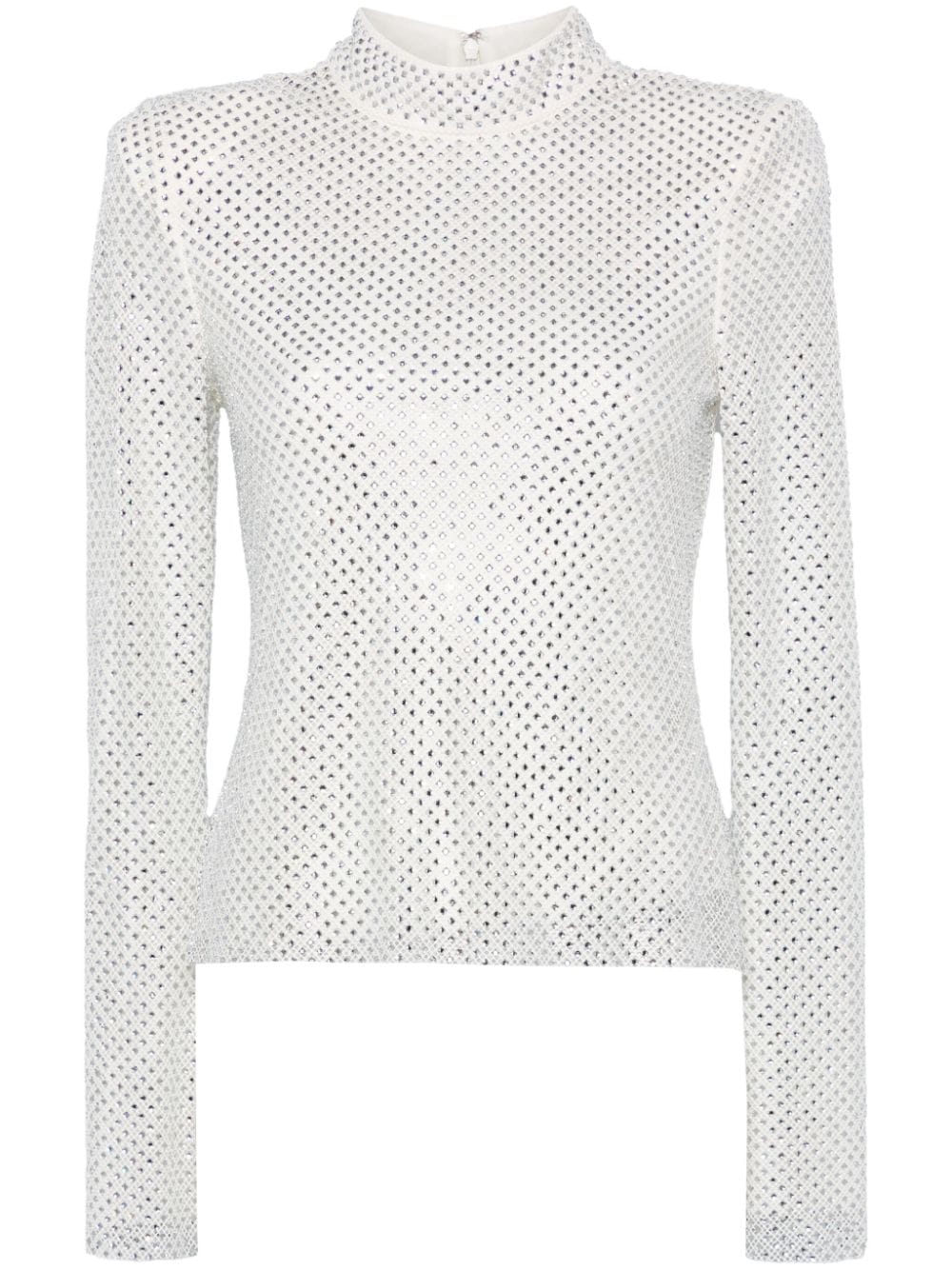 Self-Portrait Rhinestone Fishnet Top | White | FARFETCH