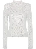 Self-Portrait rhinestone fishnet top - White