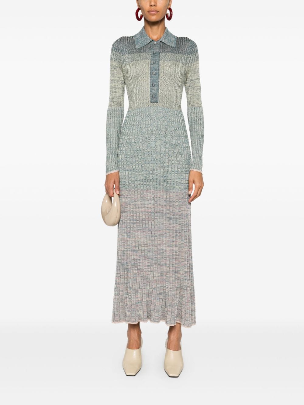 Shop Zimmermann Marl-knit Maxi Dress In Blue