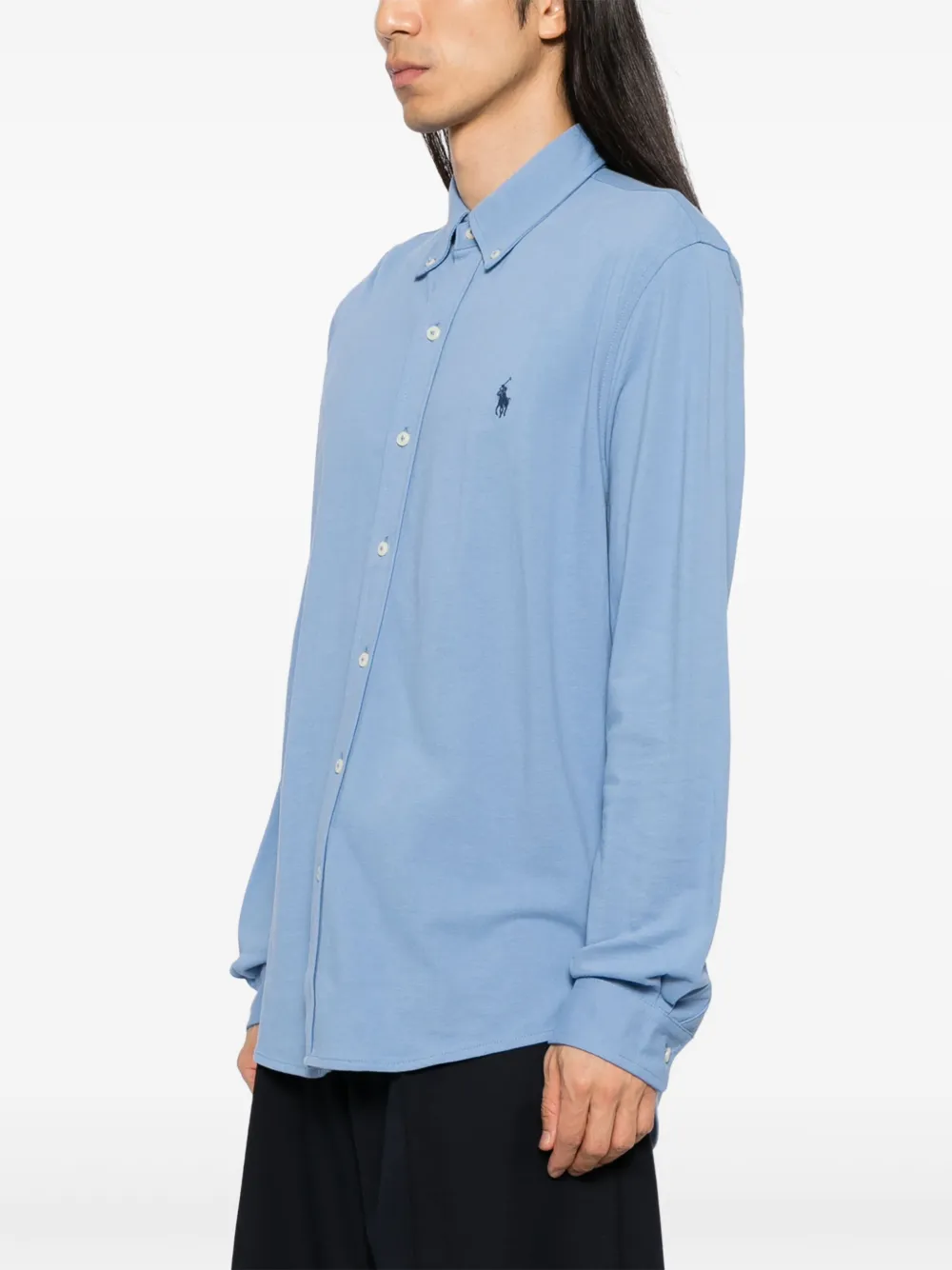 Polo Ralph Lauren Katoenen overhemd met geborduurd logo Blauw