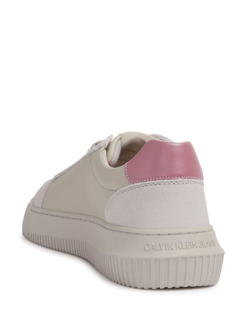 Shop Calvin Klein Leather Sneakers In Neutrals