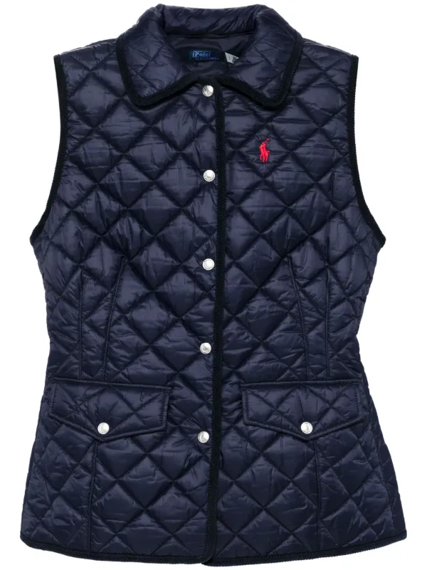 Polo Ralph Lauren Embroidered Logo Gilet Blue FARFETCH GR