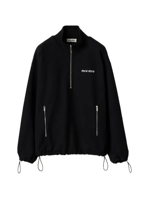 Miu Miu Fleece Sweatshirt | Black | FARFETCH IN