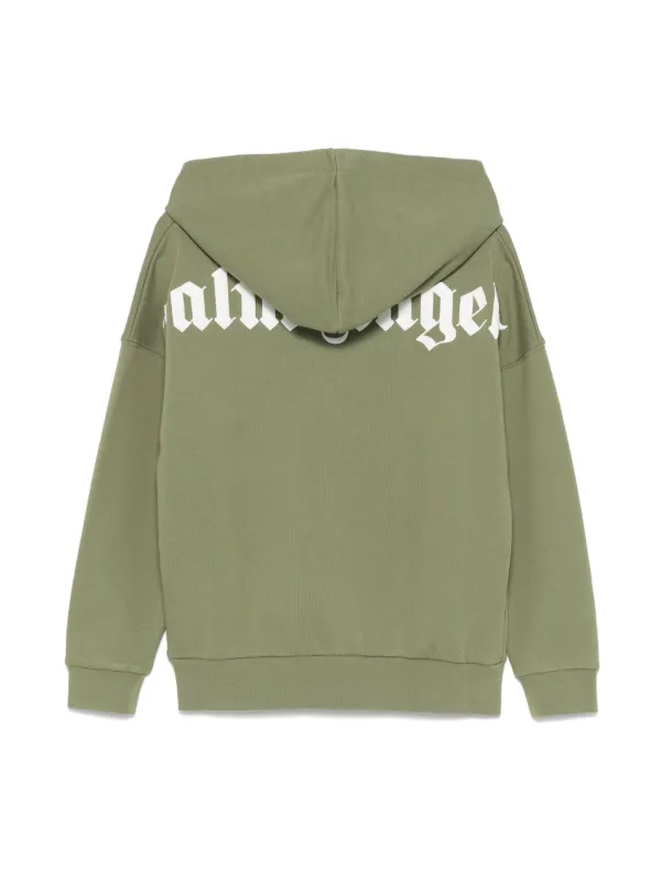 Palm Angels Kids logo print Hoodie Green FARFETCH JO