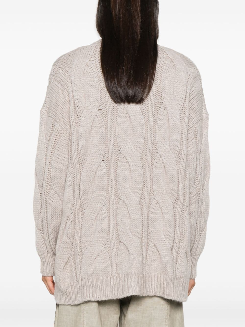 Shop Roberto Collina Cable-knit Cardigan In 灰色