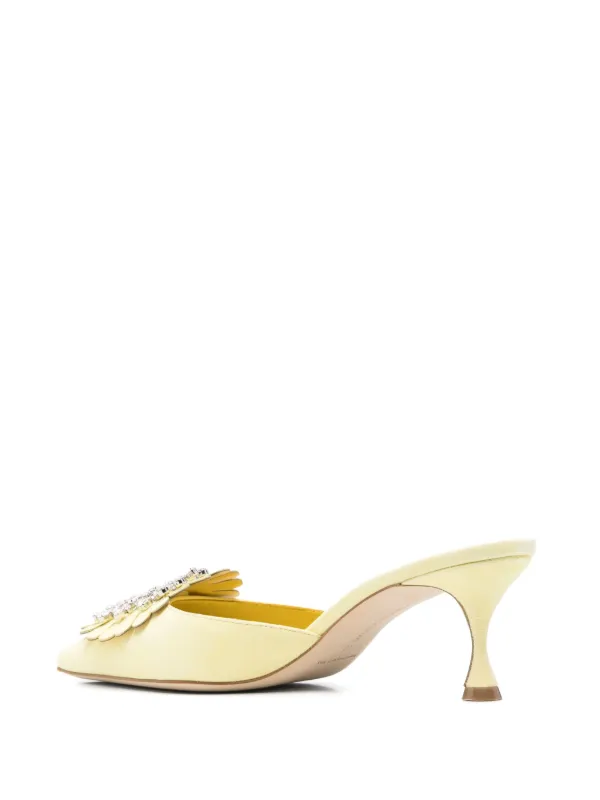 Manolo Blahnik 50mm Shogmu Mules | Yellow | FARFETCH