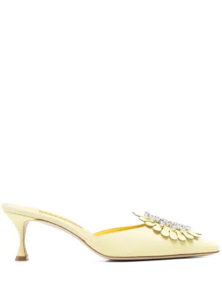 Manolo Blahnik 50mm Shogmu Mules | Yellow | FARFETCH