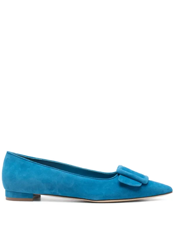 直営店 ‐Manolo Blahnik- MAYSALE 10mm フラットシューズ Manolo Blahnik Maysale フラットシューズ | ブルー | FARFETCH JP
