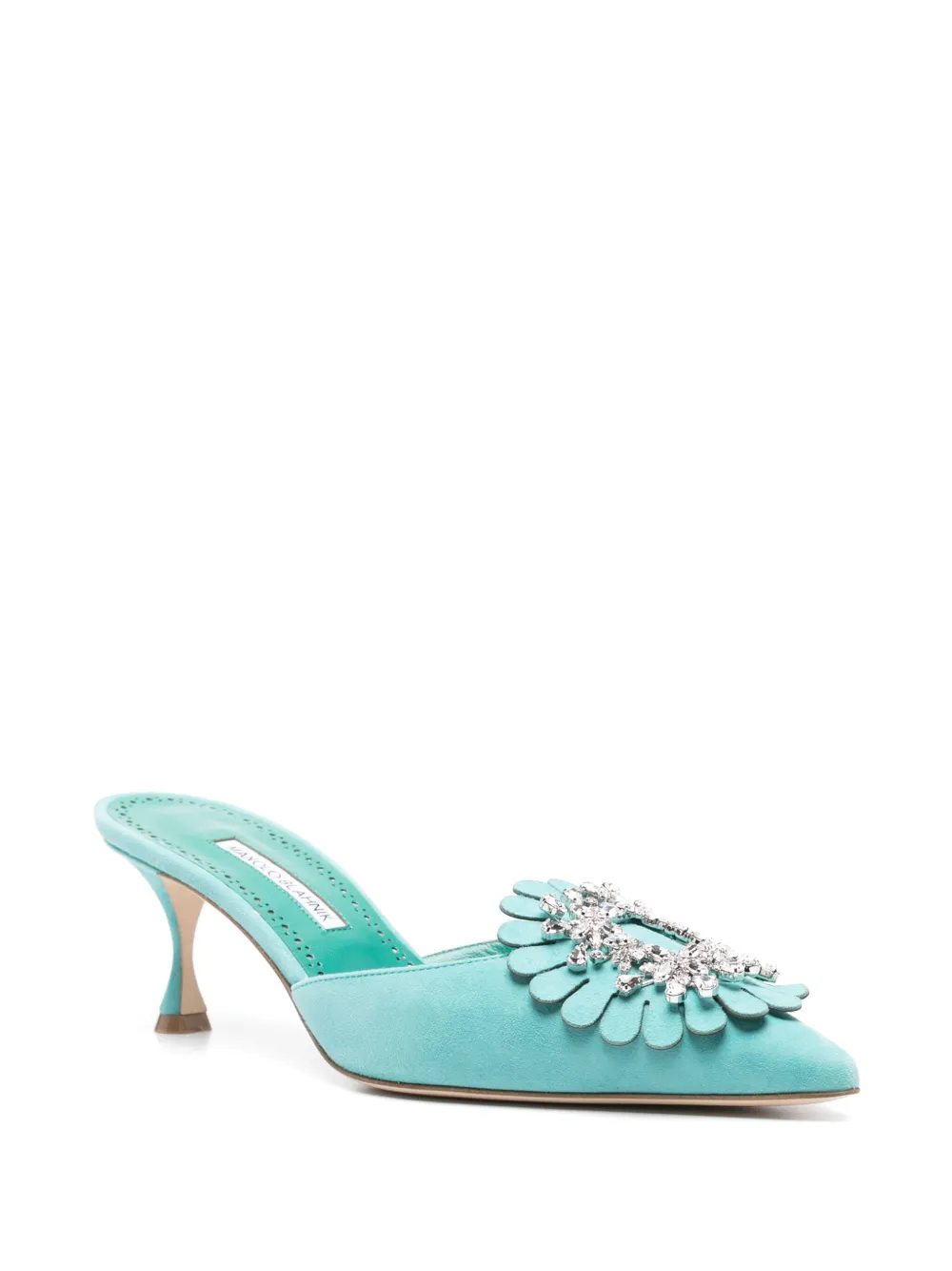 Manolo Blahnik 50 mm Shogmu muiltjes - Blauw