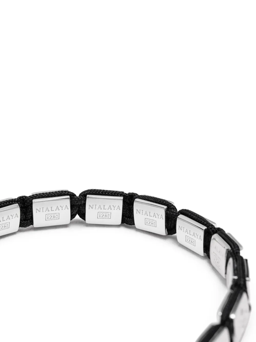 Nialaya Jewelry Engraved Beaded Bracelet In Silver
