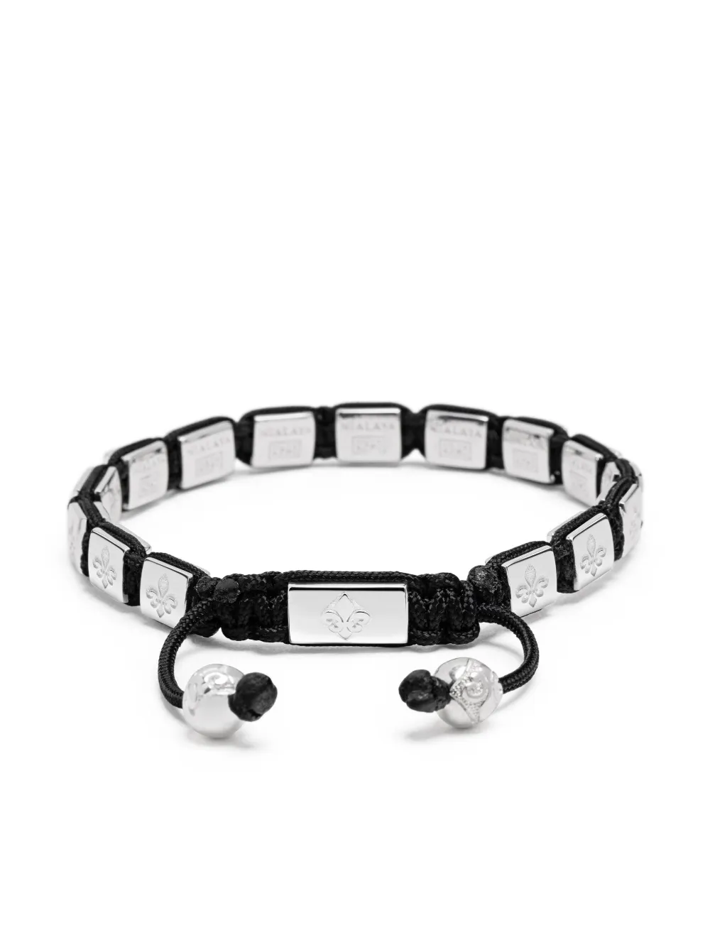 Nialaya Jewelry Engraved Beaded Bracelet In Silver